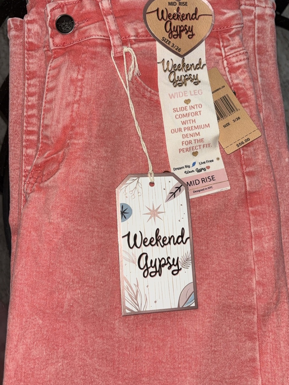 Mid Rise Wide Leg Juniors Size 3 Jeans - Coral Pink NWT